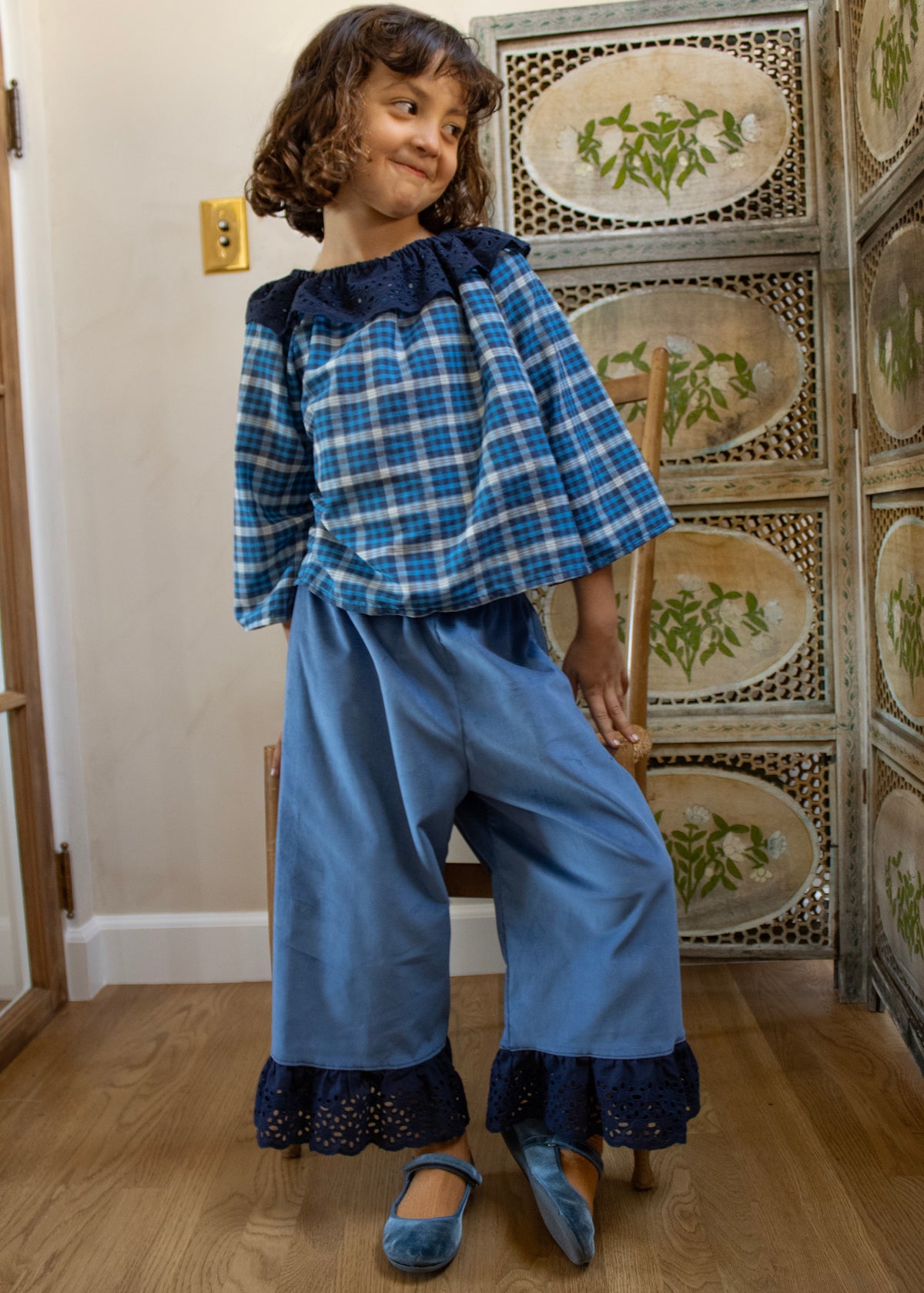 AGNES BLOUSE | INDIGO PLAID
