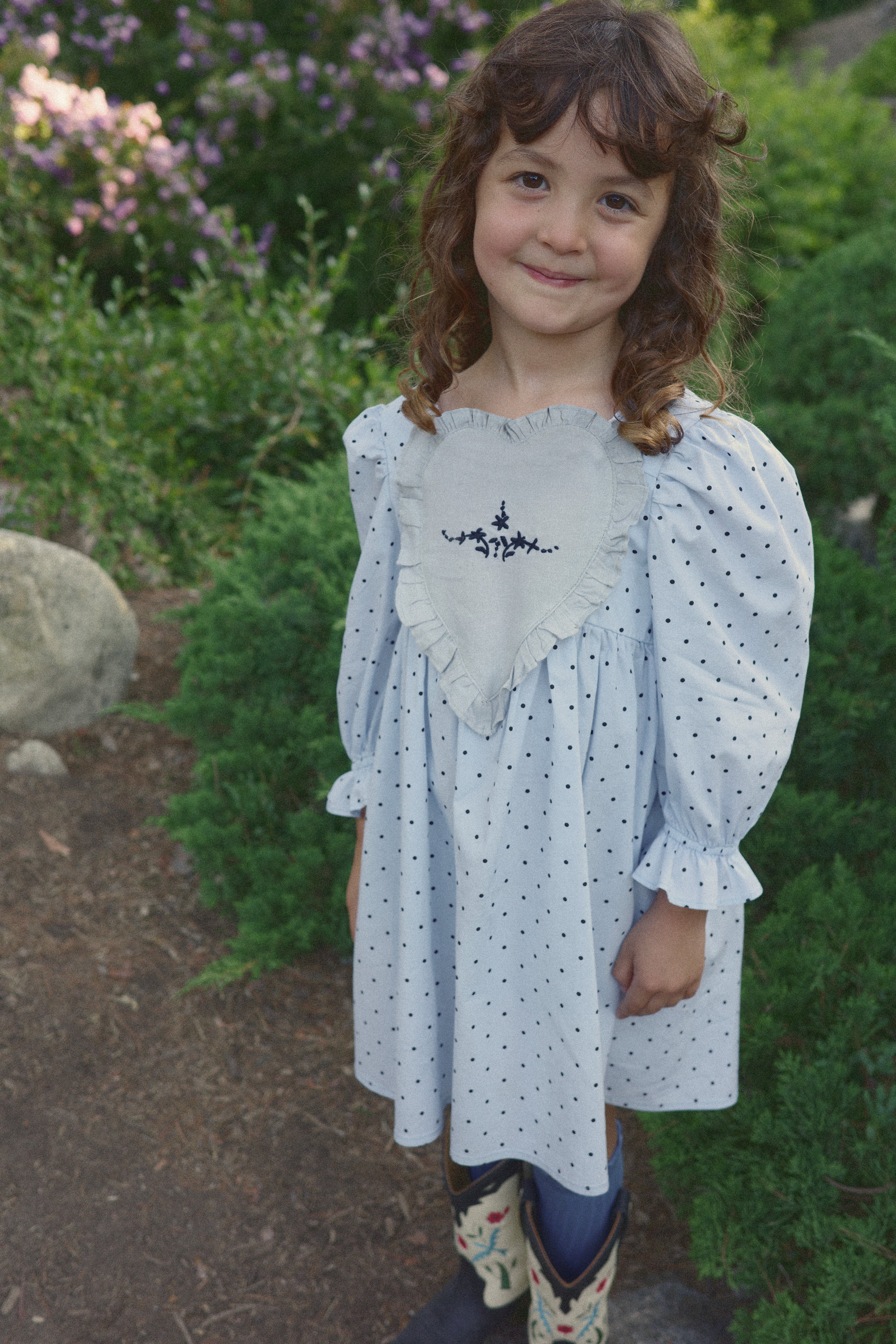 Cora Dress | Sky Vintage Dot