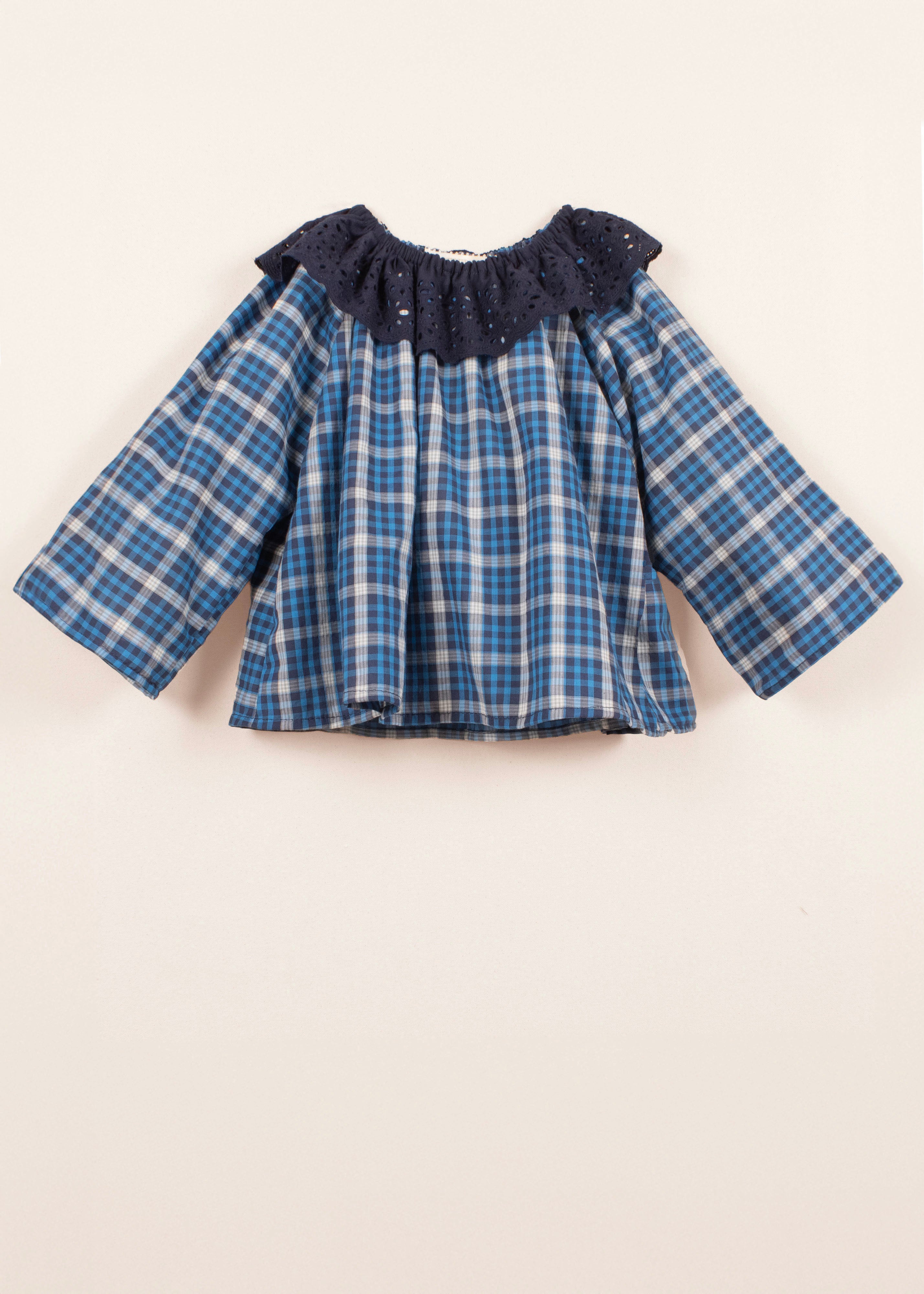 AGNES BLOUSE | INDIGO PLAID